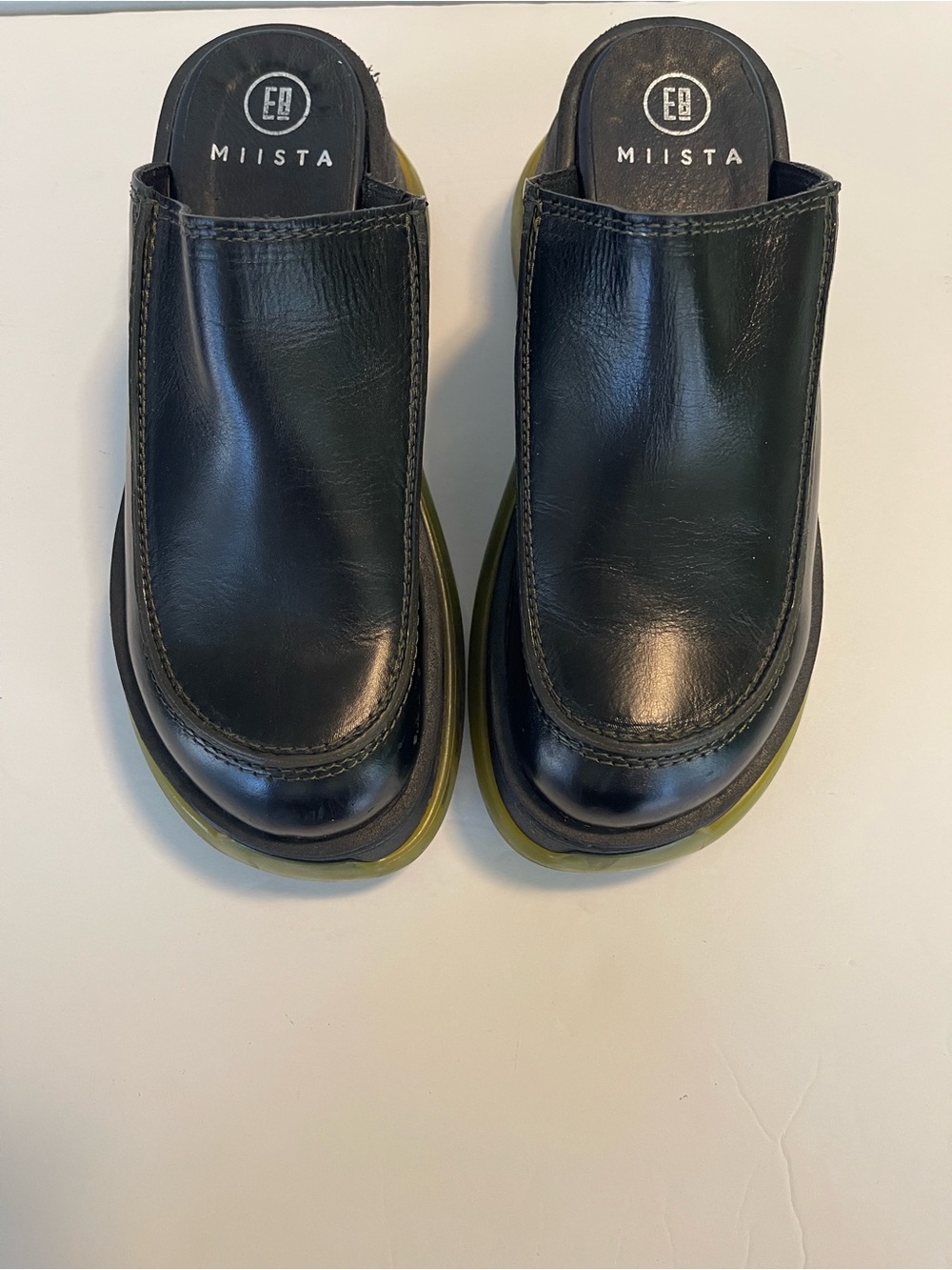 E8 By Miista Brietta Mule Black Leather Chunky Platform Sole Slip-On Size 10 - Picture 14 of 16